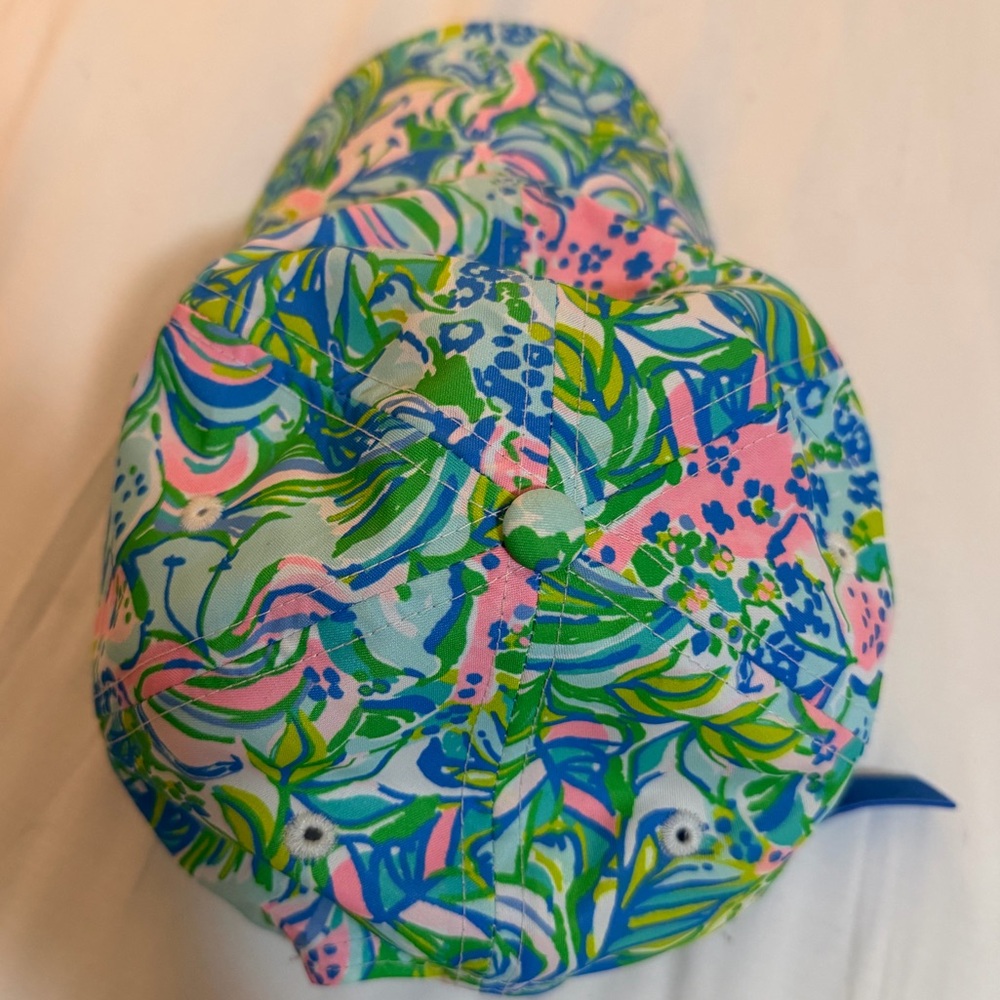 Bright Lily Pulitzer Floral Baseball Cap - Pink, Green & Blue - Picture 4 of 4